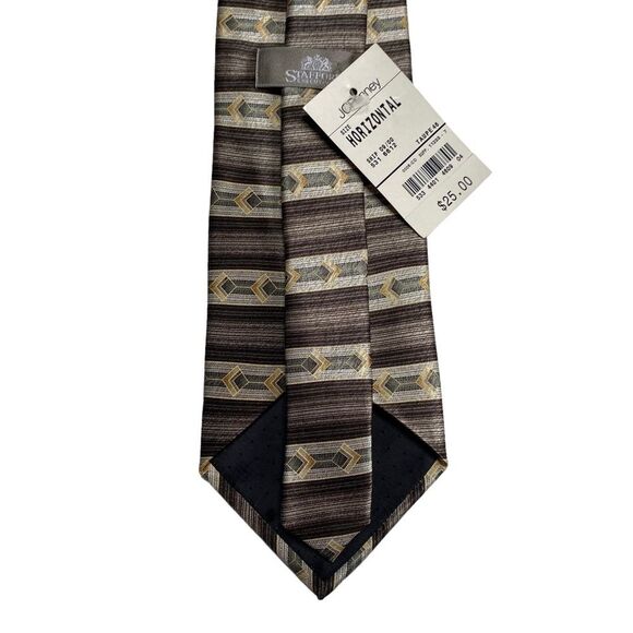 Vintage Stafford Executive 100% Silk Tie Stripes Neutrals NWT New Old Stock - Picture 4 of 10